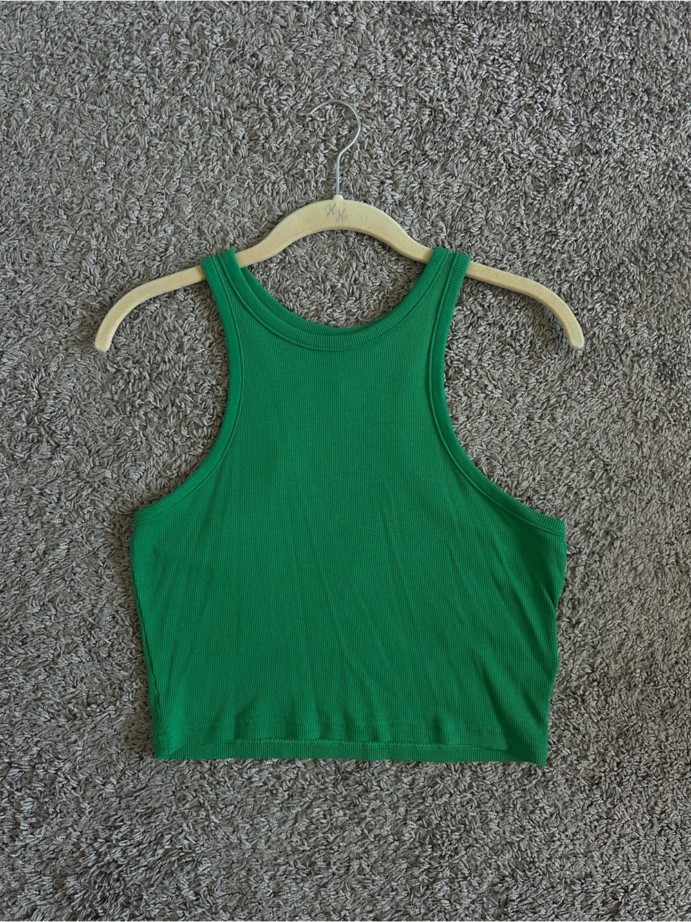 H&M Green Ribbed Cropped Tank